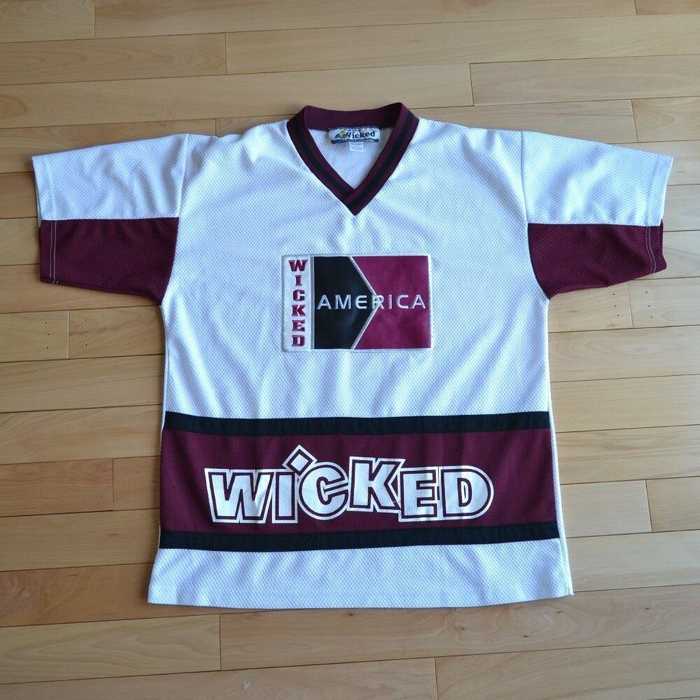 Vintage Hockey Jersey Wicked America White Maroon
